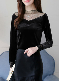 Black Sexy Stand collar Top