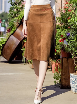 Stylish High Waist Embroidered A-line Skirt