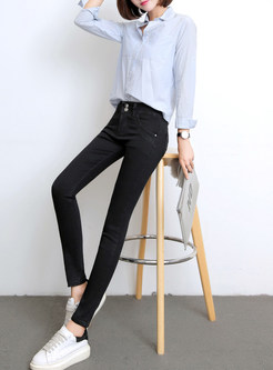 Black Brief Slim Fashion Denim Pencil Pants