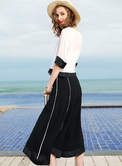 Casual Asymmetric Wide Leg Pants Two-piece Outfits
