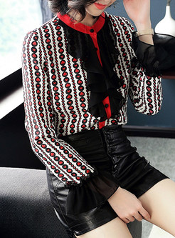 Stylish Hit Color Single-breasted Blouse