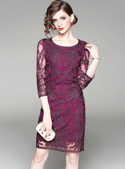 Chic Embroidery Perspective Bodycon Dress