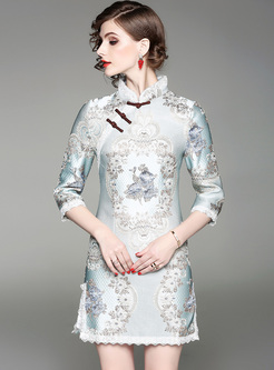 Vintage Jacquard Improved Cheongsam Dress