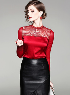 Red Hollow Perspective Slim Top