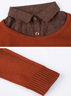 Stylish Hollow Out Splicing Sweater