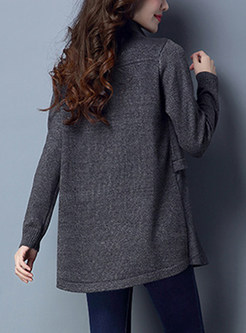 Brief Splicing Asymmetric Lapel Sweater