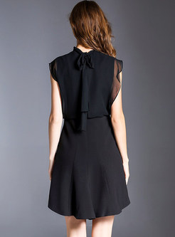 Black Mesh Stitching Perspective Bodycon Dress
