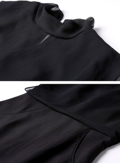 Black Mesh Stitching Perspective Bodycon Dress