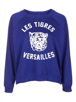 Blue Letter Tiger Print Sweatshirt