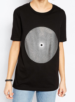Black Geometric Print T-shirt