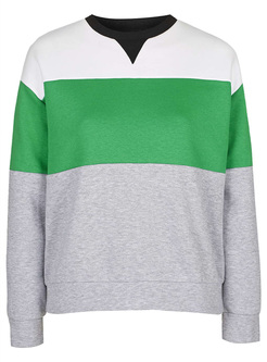 Brief Color-blocked Loose Sweatshirt