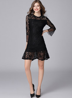Lace See Through A-line Dress