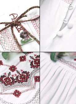 White Embroidery Tied Asymmetric Hem Dress