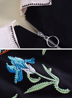 Street Lapel Embroidery A-line Dress