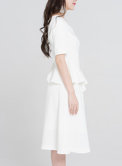 White Falbala One Shoulder Party A-line Dress