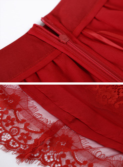 Party Red Lace A-line Skirt