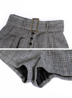 Vintage Grid High Waist Short Pants