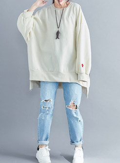 Fashion Loose Asymmetric Hem Sweatshirt