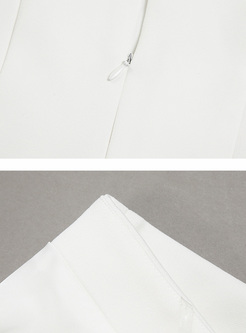 White Slash Neck Split Flare Sleeve Maxi Dress