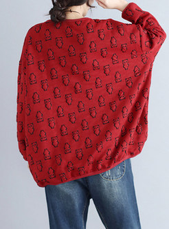 Red Loose Thicken O-neck Sweatshirt