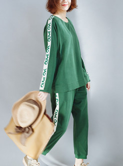 Green Causal Long Sleeve Two-piece Outfits