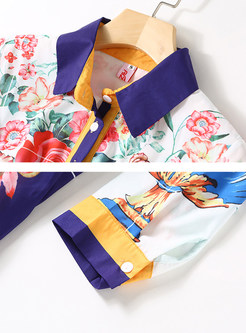 Stylish Multi-color Print Chiffon Maxi Dress