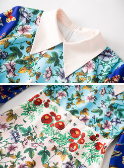 Stylish Floral Print Lapel Maxi Dress