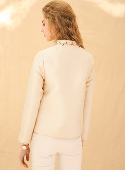 Vintage Embroidered Stand Collar Short Coat