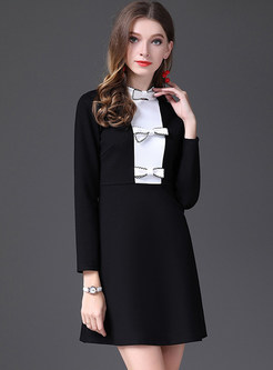 Brief Hit Color Slim Knitted Dress