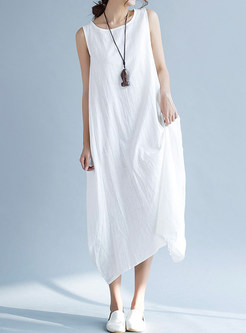 White Sleeveless Loose Maxi Dress