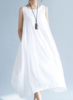 White Sleeveless Loose Maxi Dress