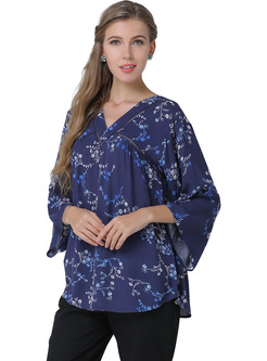 Ethnic Floral Print Loose Blouse