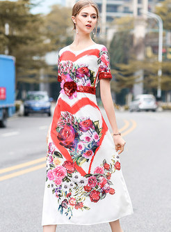 Sequins Floral Print Slim Maxi Dress