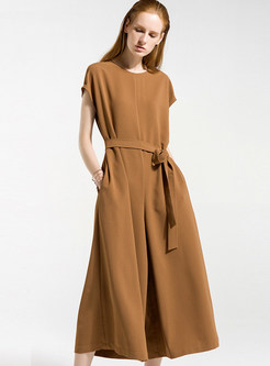 Fashion Belted Wide Leg Jumpsuits