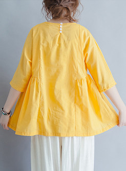 Yellow Batwing Sleeve Loose T-shirt