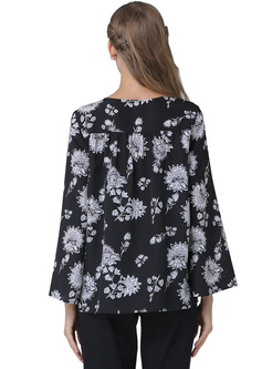 Casual Floral Print Pullover Blouse