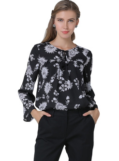 Casual Floral Print Pullover Blouse