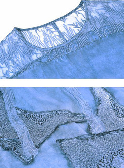 Silk See Through Asymmetric Hem Shift Dress