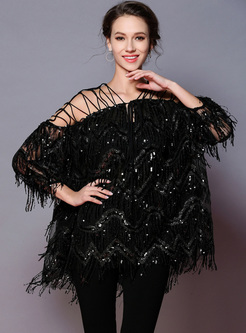 Sexy Tied Off Shoulder Tassel Blouse