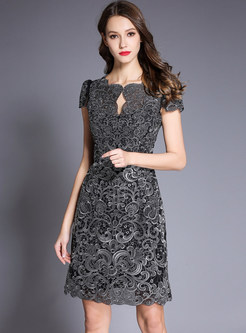 Ethnic Embroidered Short Sleeve A-line Dress