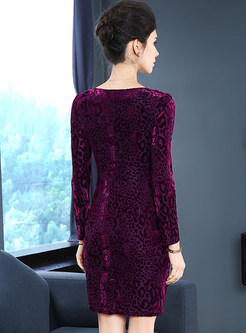 Elegant Velvet Long Sleeve Bodycon Dress