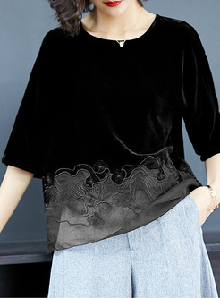 Black Hollow Embroidery T-shirt