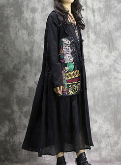Black Ethnic Patchwork Embroidered Coat
