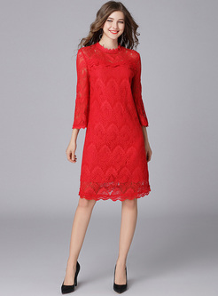 Brief Lace Perspective Straight Dress