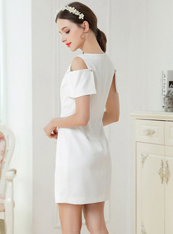 White Off Shoulder Mini A-line Dress