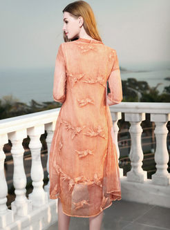 Comfortable Complex Craft Embroidered Silk Shift Dress