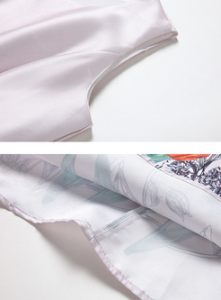 Elegant Sleeve Multicolor Print Maxi Dress