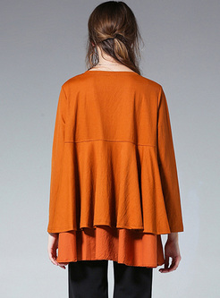 Orange Loose Asymmetric Hem T-shirt