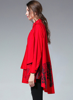 Red Handed Stand Collar Blouse
