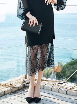 Black Lace Hollow Out Mermaid Skirt